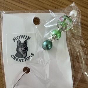 Howie Creations Green Beaded Stick Pin - NWOT